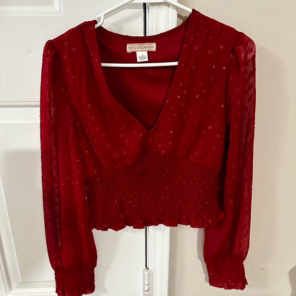 Red glitter boutique top